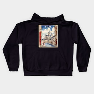 Blois France Vintage Travel Poster Tourism Kids Hoodie